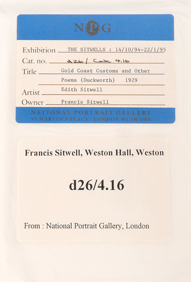 First edition of Gold Coast Customs by Edith Sitwell, with the original dustjacket.