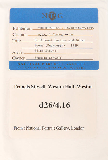 First edition of Gold Coast Customs by Edith Sitwell, with the original dustjacket.