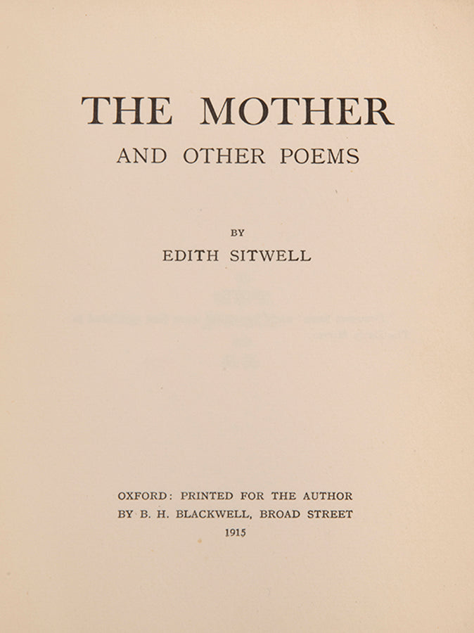 First edition of The Mother and Other Poems by Edith Sitwell, inscribed by the author. 