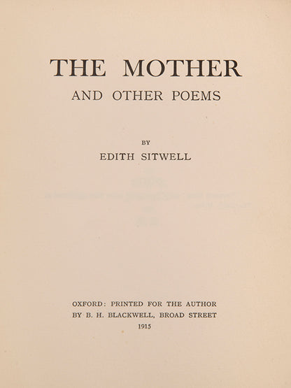 First edition of The Mother and Other Poems by Edith Sitwell, inscribed by the author. 