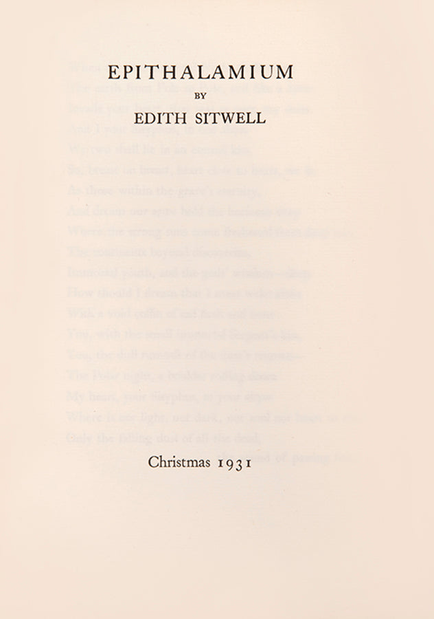 First edition of Epithalamium by Edith Sitwell, one of 100 copies signed by the author.
