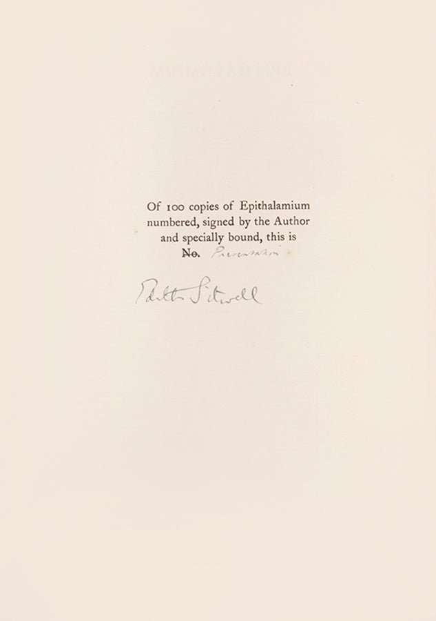 First edition of Epithalamium by Edith Sitwell, one of 100 copies signed by the author.