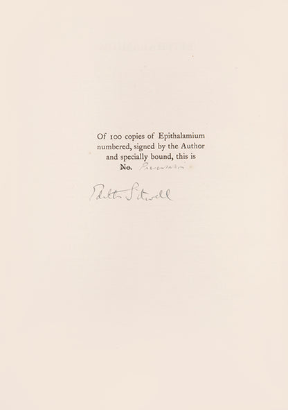 First edition of Epithalamium by Edith Sitwell, one of 100 copies signed by the author.