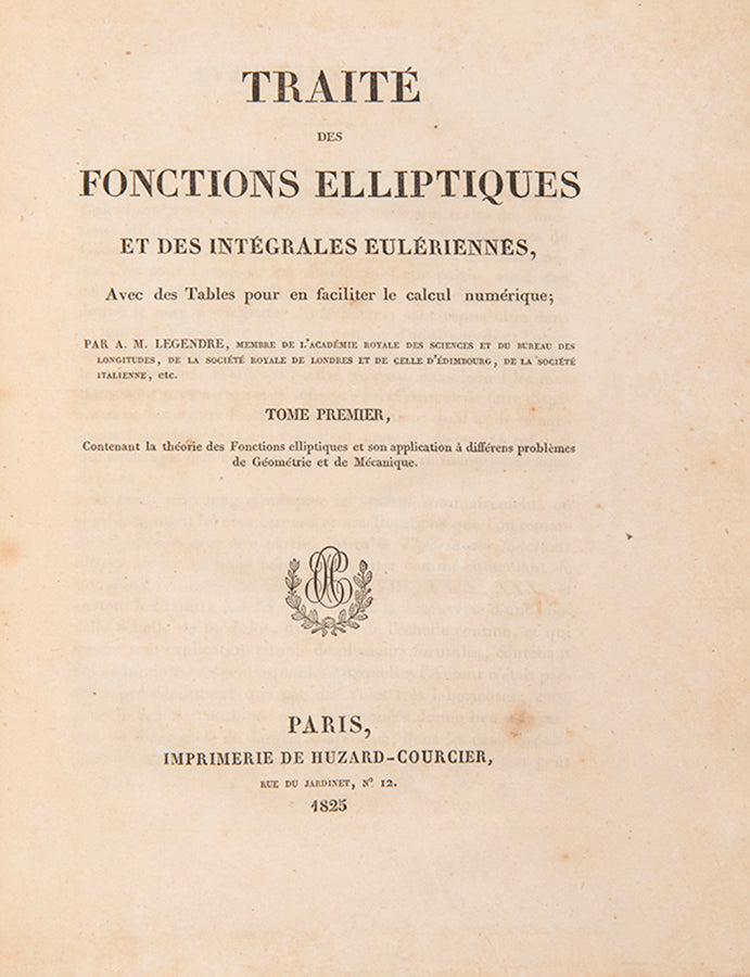 An attractive 11-volume set of nineteenth-century scientific and mathematical treatises, including works by Avogadro, Cauchy, and Legendre, among others.