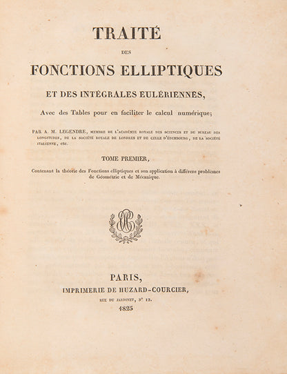 An attractive 11-volume set of nineteenth-century scientific and mathematical treatises, including works by Avogadro, Cauchy, and Legendre, among others.