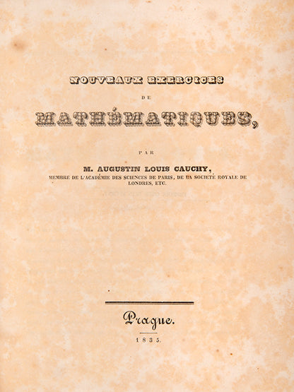 An attractive 11-volume set of nineteenth-century scientific and mathematical treatises, including works by Avogadro, Cauchy, and Legendre, among others.