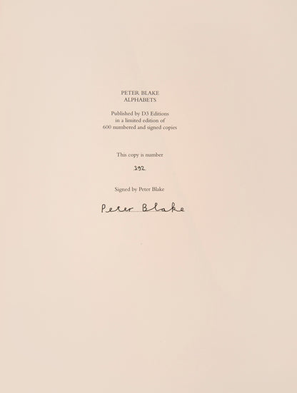 Peter Blake, long fostered a fascination with alphabets and Victorian and Edwardian graphic illustration. This work contains 18 alphabets, some unpublished