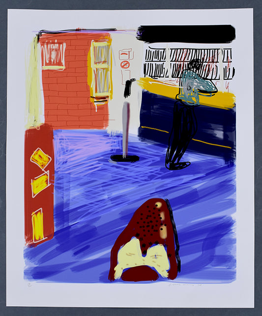 David Hockney, Waiting at York 180, 2010, Ipad drawing in colours on wove paper, signed dated and numbered 14th from the edition of 25 published by Pace Gallery London