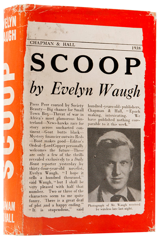 First edition of Scoop by Evelyn Waugh, published in London in 1938.