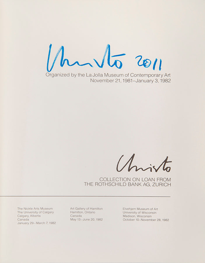 A set of four first edition Christo books, each signed by Christo on the title page or half-title. 