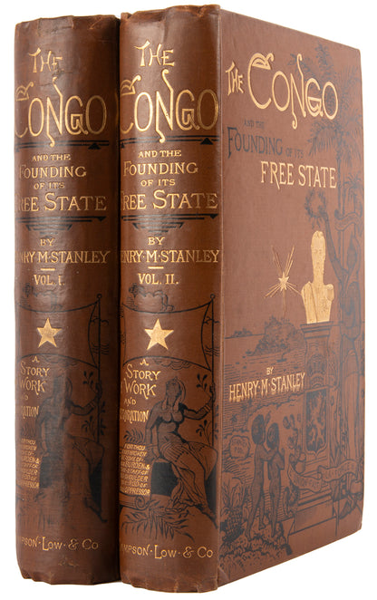 First edition of Stanley's famous account of his travels in the Congo which were prompted by a meeting with King Leopold of the Belgians in 1879. 