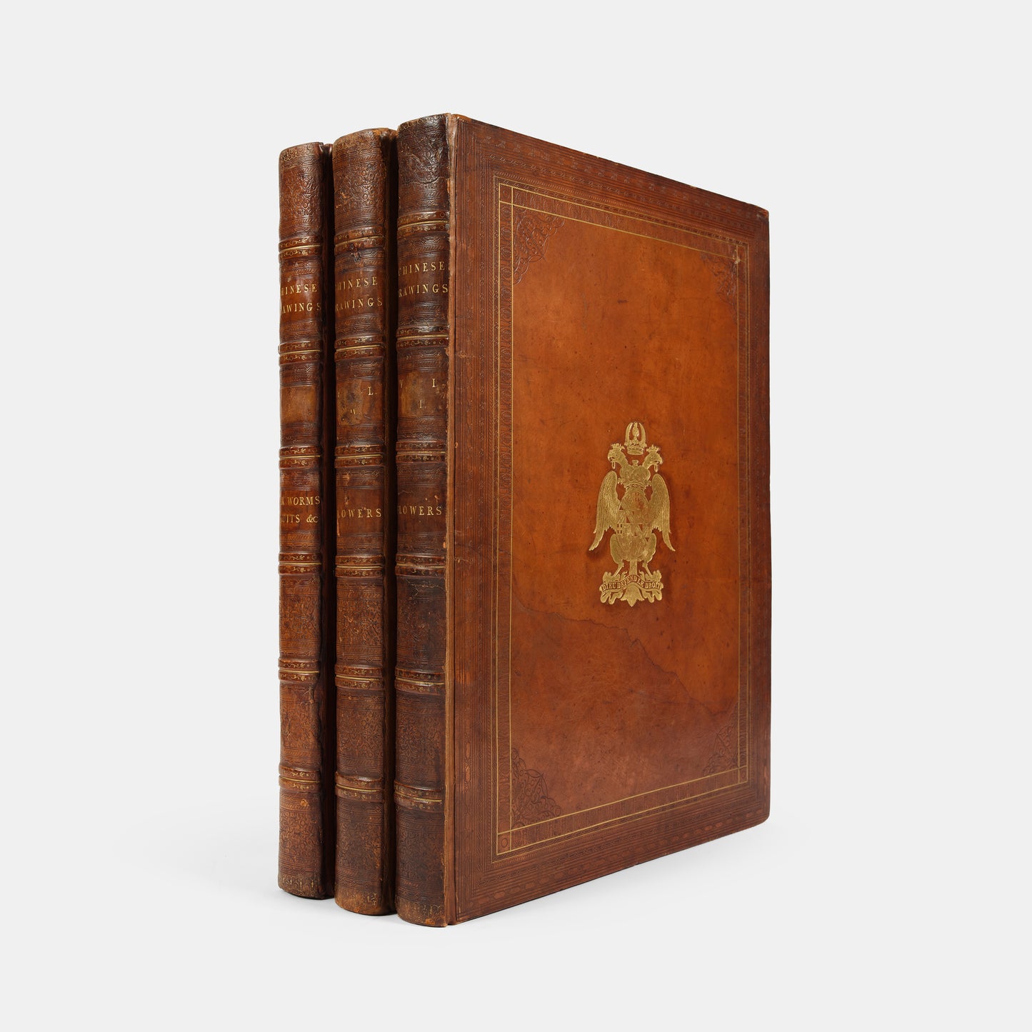 A sumptuous collection of 244 mounted watercolours depicting Chinese silkworm cultivation, birds, Asian fruits and flowers, exlibris Duke of Marlborough.