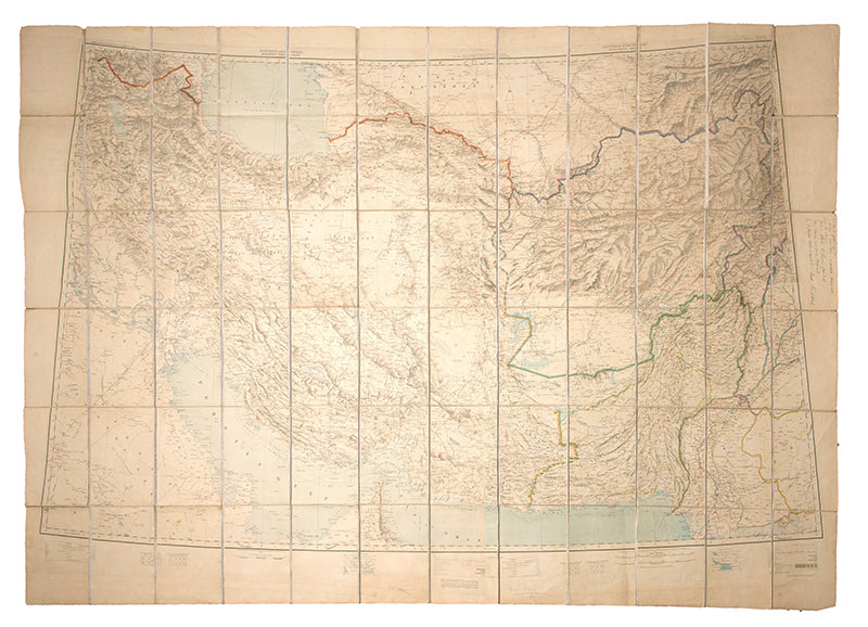 Four sheets of Burrard's Southern Asia Series covering the Gulf, Persia, Afghanistan, Boluchistan, and western India, stretching from Riyadh to Bokhara.