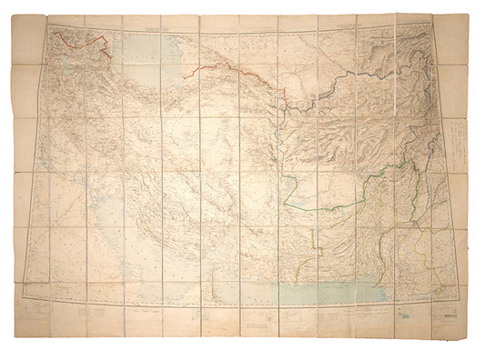 Four sheets of Burrard's Southern Asia Series covering the Gulf, Persia, Afghanistan, Boluchistan, and western India, stretching from Riyadh to Bokhara.