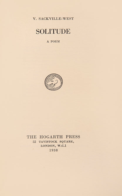 First edition of Solitude by Vita Sackville-West in the dustjacket, published by The Hogarth Press in 1938.