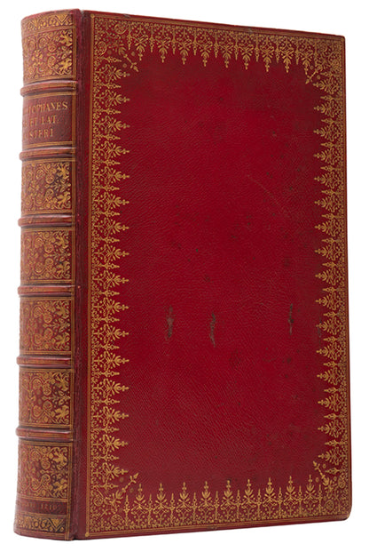A finely bound example of the 1710 edition of the eleven extant comedies of Aristophanes, printed in Greek and Latin.