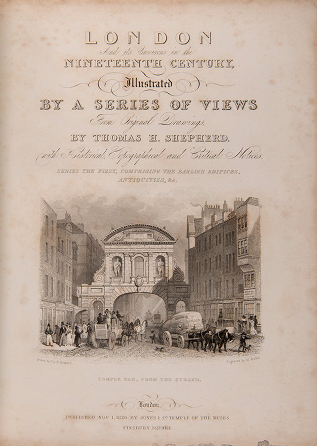 The richly illustrated second edition of Shepherd's topographical study of London, featuring 64 engraved architectural plates