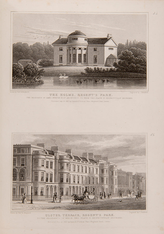 The richly illustrated second edition of Shepherd's topographical study of London, featuring 64 engraved architectural plates