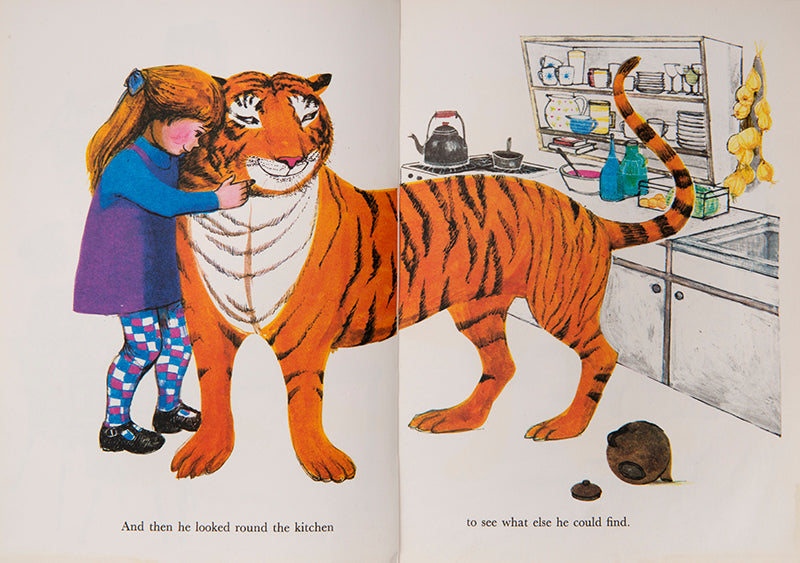 Rare in the dust-jacket, The Tiger who came to Tea was Judith Kerr's first book; Her preparatory sketches for the work are now held by the British Library