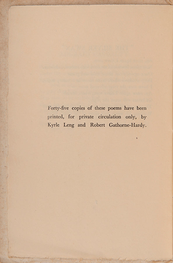 First edition, sole printing, of Seven Poems Written in War-Time by R. Gathorne-Hardy. One of only 45 copies.