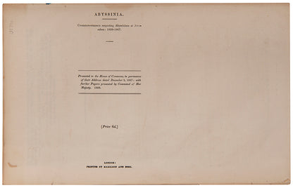 A report to the House of Commons on the organisation of the Abyssinian church in Jerusalem at the time of the British Expedition to Abyssinia in 1868.