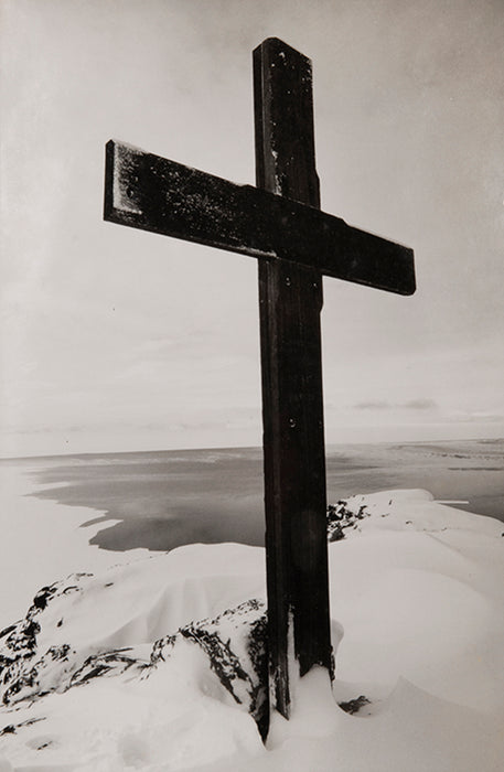 Memorial Cross to Scott, Wilson, Bowers, Oates and Evans. Observation Hill, Ross Island, Antarctica.<br /><br />