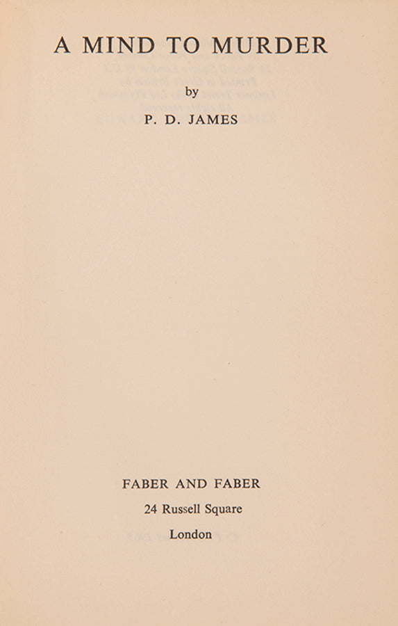 A first impression of the first edition of A Mind to Murder by P.D. James, the author's second book.