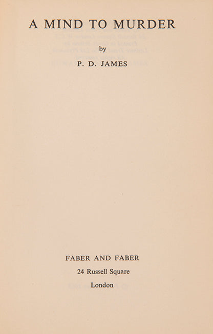 A first impression of the first edition of A Mind to Murder by P.D. James, the author's second book.