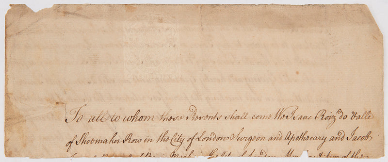 A power of attorney relating to the will of Jacob Israel Bernal, a merchant and patriarch of the Sephardi family who settled in London in the 18th century.