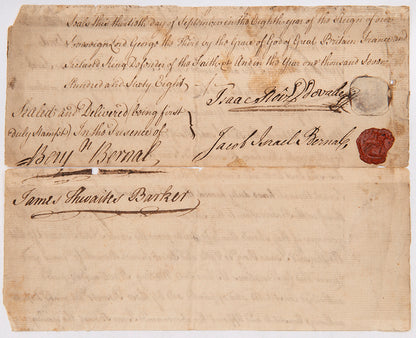 A power of attorney relating to the will of Jacob Israel Bernal, a merchant and patriarch of the Sephardi family who settled in London in the 18th century.