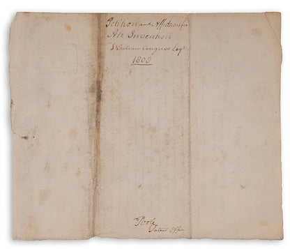 A signed and dated affidavit to patent the invention of a gun carriage by the military technologist Sir William Congreve, comptroller of the royal arsenal.