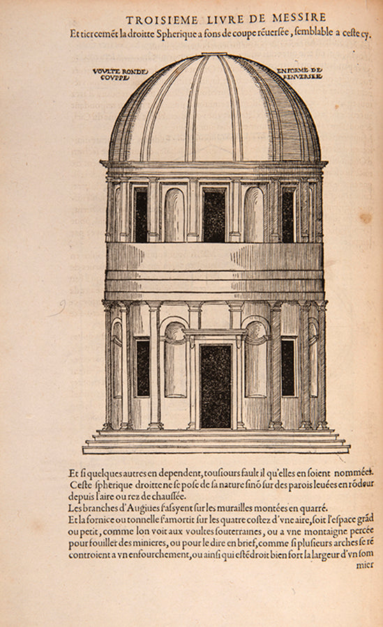 The first edition in French of Leon Battista Alberti's monumental work of architectural theory, De re aedificatoria, with contemporary annotations in pen.