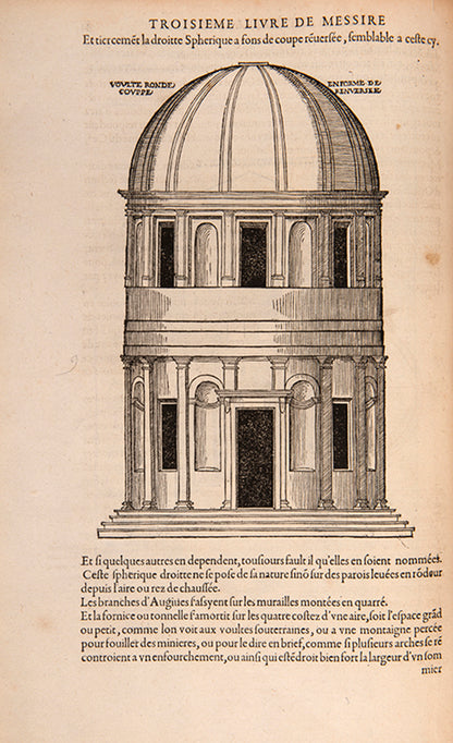 The first edition in French of Leon Battista Alberti's monumental work of architectural theory, De re aedificatoria, with contemporary annotations in pen.