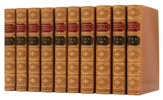An extra-illustrated Croker edition of Boswell's Life of Samuel Johnson, in a handsome full tan calf by Morrell