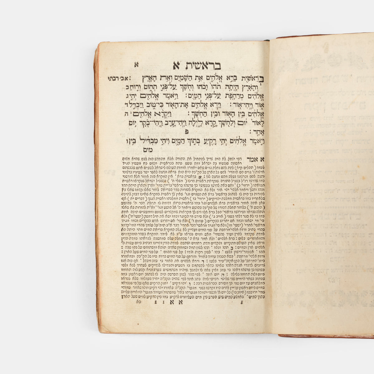 18th century Pentateuch, vocalised, with commentary by Rashi, published by the Proops family printers.