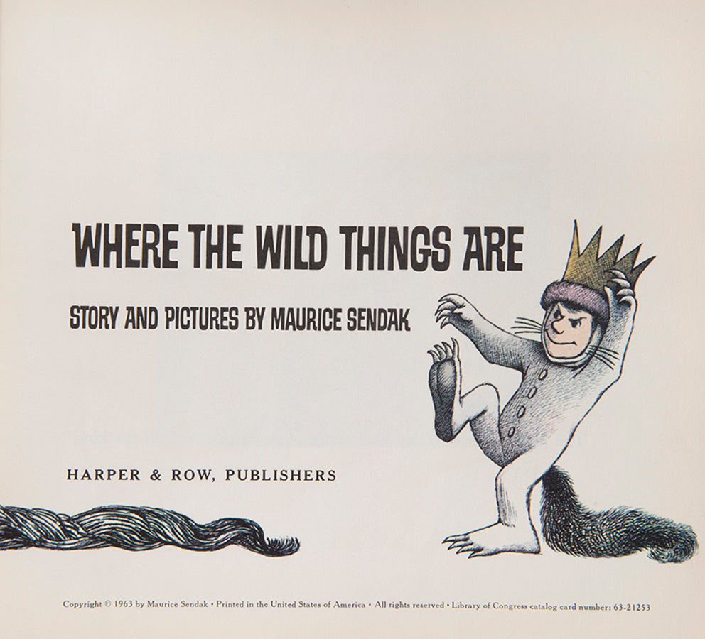 First edition of Where The Wild Things Are by Maurice Sendak in the first state dustjacket.