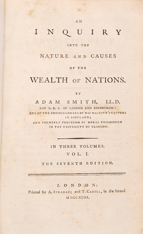 The seventh edition of Smith's pivotal treatise on political economy, in a handsome contemporary tree calf binding.