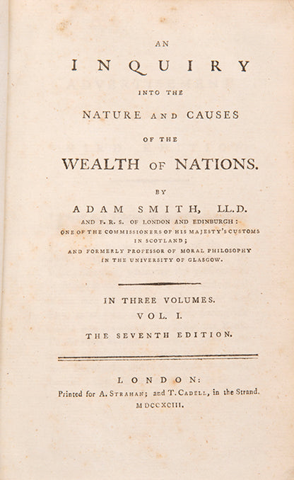 The seventh edition of Smith's pivotal treatise on political economy, in a handsome contemporary tree calf binding.