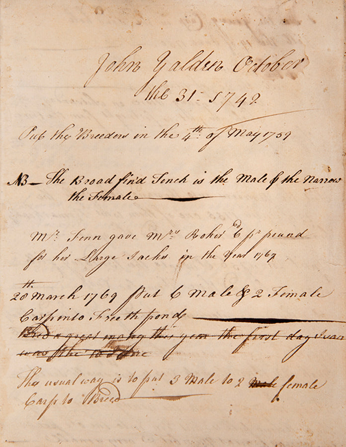 A fascinating manuscript account book being a reocrd of fish farming in Georgian England