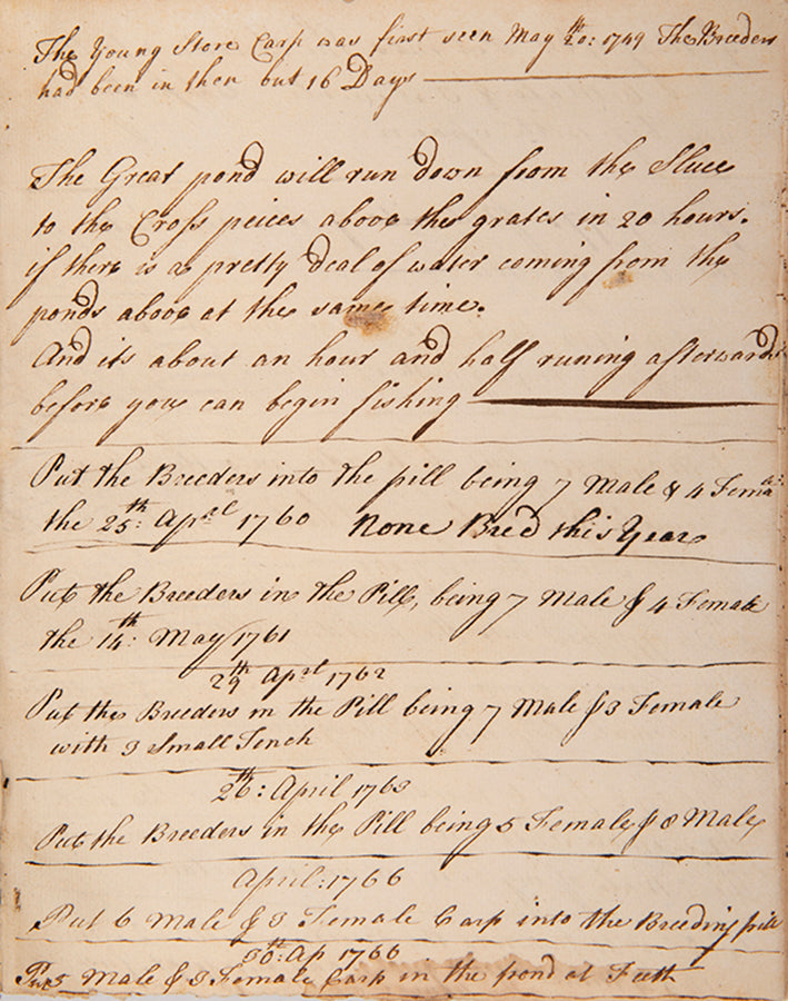 A fascinating manuscript account book being a reocrd of fish farming in Georgian England