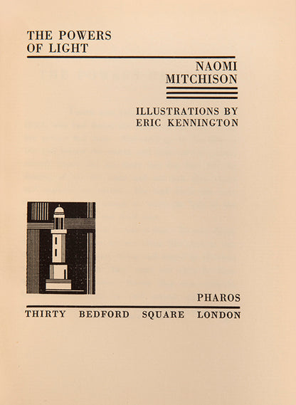 First edition of The Powers of Light by Naomi Mitchison, inscribed by the author, with illustrations by Eric Kennington.