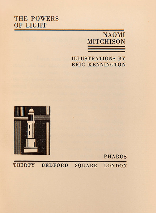 First edition of The Powers of Light by Naomi Mitchison, inscribed by the author, with illustrations by Eric Kennington.