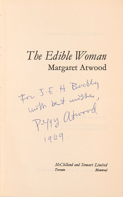 First edition, association copy of The Edible Woman by Margaret Atwood, with autograph letter.