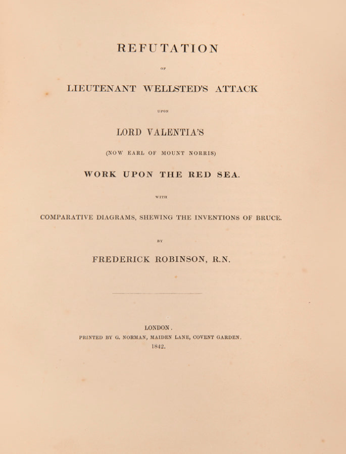 Rare. Robinson claimed that Wellsted in his work Travels in Arabia endeavoured to obtain undue credit for James Bruce at the expense of Lord Valentia