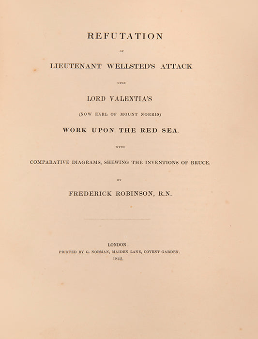 Rare. Robinson claimed that Wellsted in his work Travels in Arabia endeavoured to obtain undue credit for James Bruce at the expense of Lord Valentia