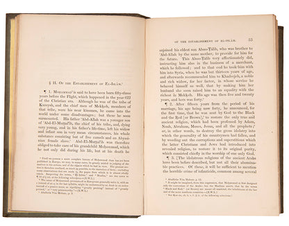 First edition of Lane's translation of the Kuran from Arabic to English, printed in London in 1843.