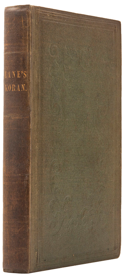 First edition of Lane's translation of the Kuran from Arabic to English, printed in London in 1843.