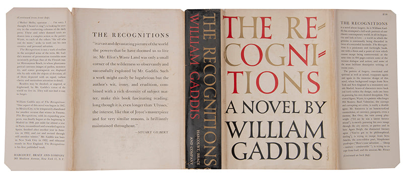 First edition, presentation copy, of The Recognitions by William Gaddis, the author's first novel.