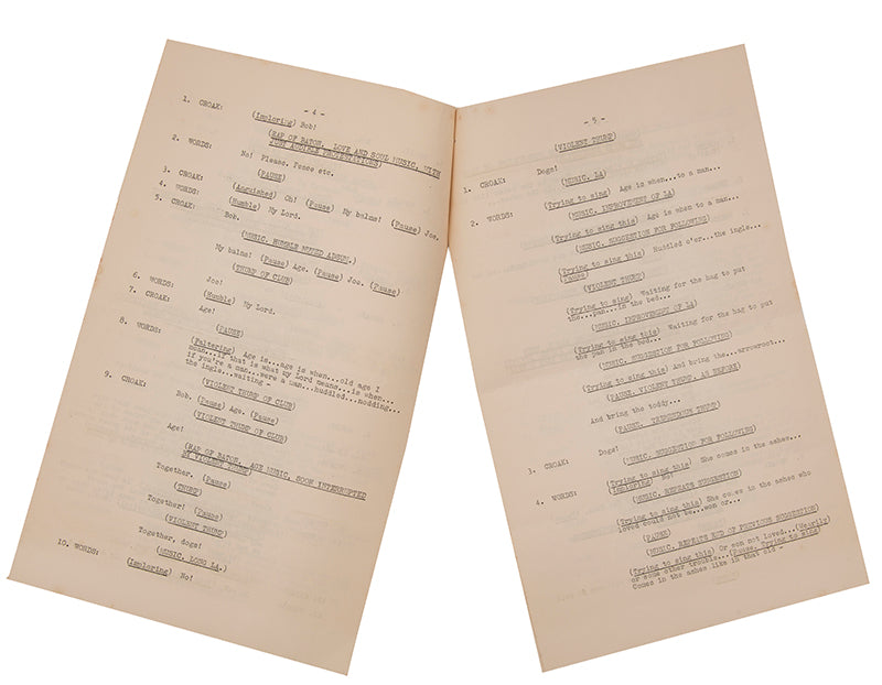 Pre-publication radio script for Words and Music by Samuel Beckett, dated 1962.