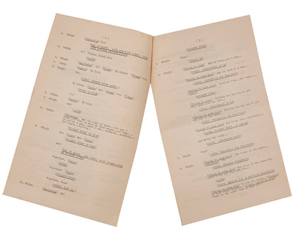 Pre-publication radio script for Words and Music by Samuel Beckett, dated 1962.